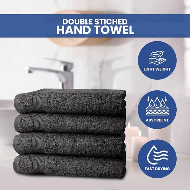 6-Pack Black Salon Towels - 100% Cotton, 16x27 Inches - Spa & Beauty Towels - Reusable