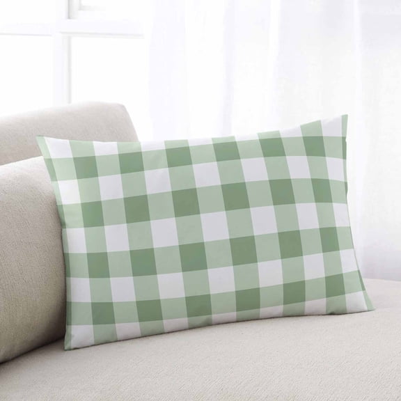 Sage Green Buffalo Plaid King Size Pillow Cover,Pillowcase Protectors with Zipper,Breathable Decorative Throw Pillow Case Cover,Green White Checkered Farmhouse Pillow Shams for Couch Sofa 20x36Inch
