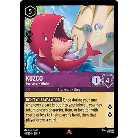 Disney Lorcana Archazia's Island Rare Kuzco - Temporary Whale #45