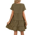 thumbnail image 2 of Kmbangi Robes d'Été Mini pour Femmes Manches Courtes Décontractées Imprimé Floral Robe à Volants Robe Ample, 2 of 7