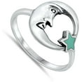 thumbnail image 4 of Moon & Star Simulated Turquoise Wholesale Ring .925 Sterling Silver Band Blue CZ Female Size 5, 4 of 4