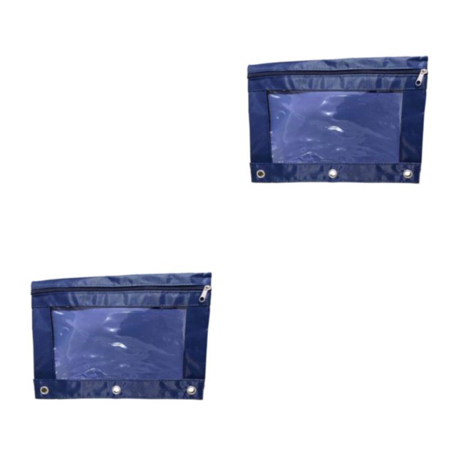 Dalazy Practical Office Supplies Stylish Zippered Document Pouch Storing Files Navy Blue 2Set