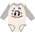 thumbnail image 3 of Inktastic Too Cute Baby Panda with Flowers Girls Long Sleeve Baby Bodysuit, 3 of 5