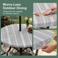 thumbnail image 5 of Round Outdoor Tablecloth with Umbrella Hole and Zipper, Boho Grey Tablecloth with Elastic Waterproof, Minimalist Farmhouse Striped Patio Table Covers for 55" - 60" Picnic Pool Tables, 5 of 9