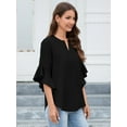 thumbnail image 6 of Chiclily Women Loose Blouse V-Neck 3/4 Sleeve Workwear Blouse Shirt Tops for Women, US Size Large in Black, 6 of 8