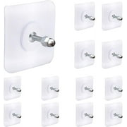 AIERSA 13 Pack Wall Hooks for Hanging,Screw Free Sticker for Mount Wall Shelf, 2 in 1 Reusable Adhesive Hooks Heavy Duty, Waterproof Rustproof and Oilproof for Kitchen, Bathroom, Home, Office(16mm)