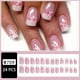 thumbnail image 2 of 24 piezas de uñas postizas con punta francesa, cortas y cuadradas, con diseño de flores rosas y cobertura total, para pegar en las uñas, suministros para decoración de uñas, uñas postizas artificiales, 2 of 4