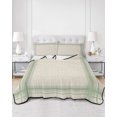 thumbnail image 2 of Quilt King Size Bedding Set, Green Grid Lines Reversible Summer Quilt 3 Pieces, Minimalist Stripes Linen Texture Beige Lightweight Bedspreads Coverlets with 2 Pillow Shams for All Seasons, 2 of 5