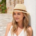 thumbnail image 2 of bestolf Summer Sun Protection Jazz Hat, Hand-Knitted Mesh Hat, Hand-made Hollow Braided Hat with Belt Decor (Khaki ), 2 of 8