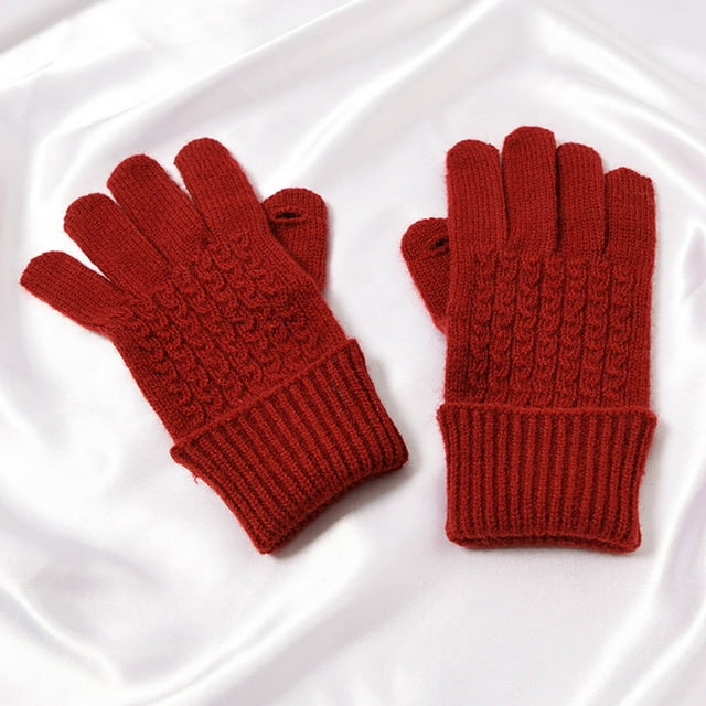 Winter Unisex Knitted Wool Warm Gloves Solid Color Fingerless Mitts Cold Gloves