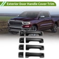 thumbnail image 2 of Cubierta de manija de puerta exterior Trim delantero izquierdo, delantero derecho, trasero izquierdo, trasero derecho para Dodge Ram 1500 19-24, fibra de carbono negra ABS, 1 juego, 2 of 7
