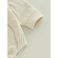 thumbnail image 6 of Wassery Infant Baby Girls Boys Rompers  Solid Color Short Sleeve  Long Sleeve Hooded Jumpsuit Newborn Bodysuits 0-24M, 6 of 7