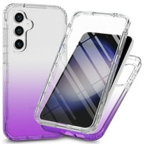 Built-in Screen Protector Case for Samsung Galaxy S24 Plus,Dteck Dual-Layer Protection Full Protection Shockproof Case Gradient Slim Back Cover, Purple