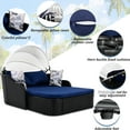 thumbnail image 3 of Double Lounge Sunbed With Adjustable Canopy And Pillow - Black Blue Cushions Outdoor Sun Lounger Relaxing Pe Cushion, 3 of 6