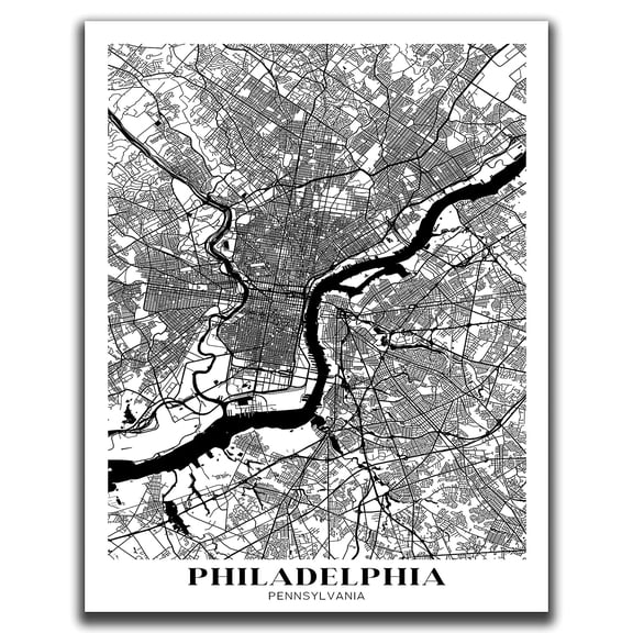 K&L Design Co: Philadelphia Map Poster - 11x14" Map Wall Art Print - Unframed