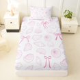 thumbnail image 3 of Manfei Coastal Bow Twin Sheets,Seashell Bedding,3pcs,1 Flat Sheet,1 Fitted Sheet and 1 Pillowcase, 3 of 6