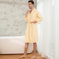 thumbnail image 5 of NOLDARES Mens Lightweight Robe Cotton Blend Kimono Bathrobe with Pockets, Soft Breathable Absorbent Loungewear for Home(Yellow,XL), 5 of 6