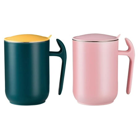 

2 Pieces 550ML Stainless Steel Mug Vacuum Coffee Tumbler with Lid and Handle Green and Pink