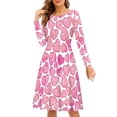 thumbnail image 4 of FKELYI Pink Women Dresses Comfortable Love Heart Women Long Sleeve Dresses Casual Size L Polyester Swing Party Dress for Valentine's Day, 4 of 5