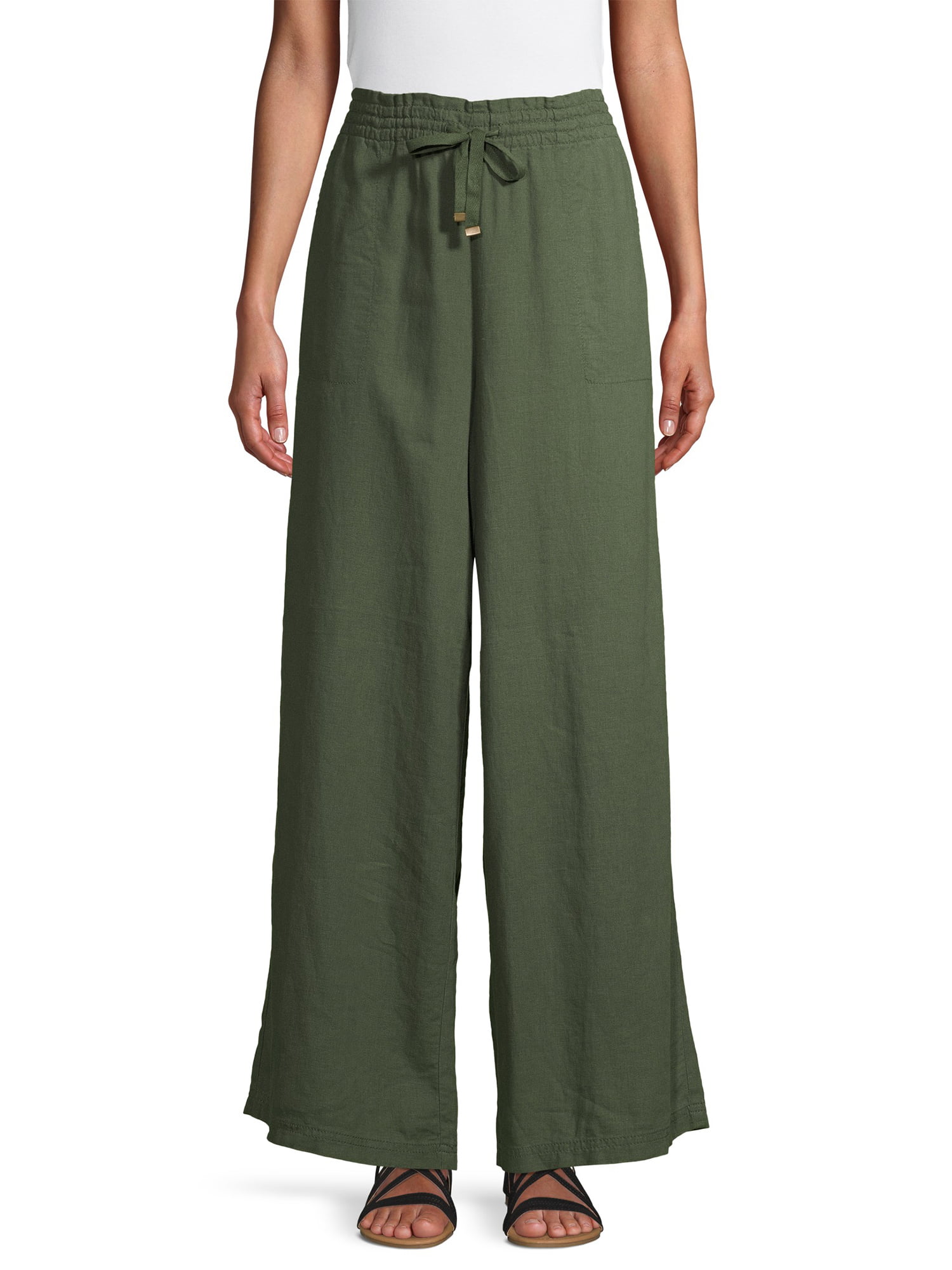 Time And Tru Women's Linen-Blend Pants - Walmart.com