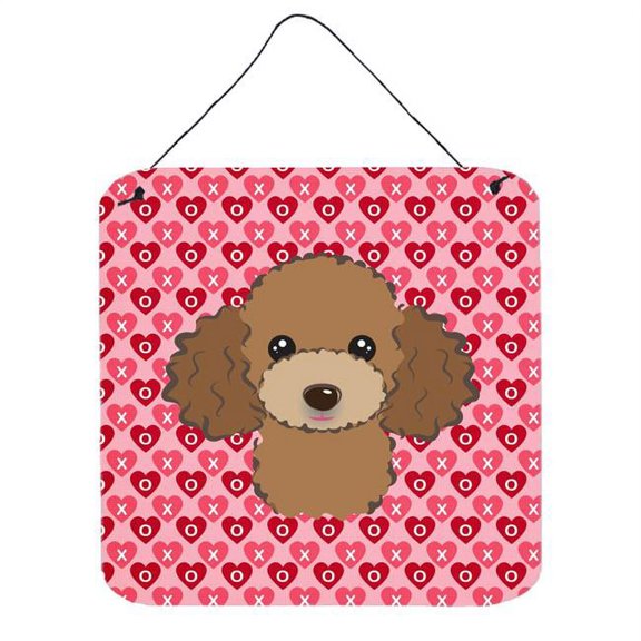 Chocolate Brown Poodle Hearts Wall or Door Hanging Prints