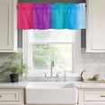 thumbnail image 2 of Pink Purple Blue } Valances for Windows, Rod Pocket Kitchen Valance Curtains - Soft & Washable Small Window Treatment for Living Room, Bathroom, Gradient Color Stripe 54x18inch, 1 Panel, 2 of 9