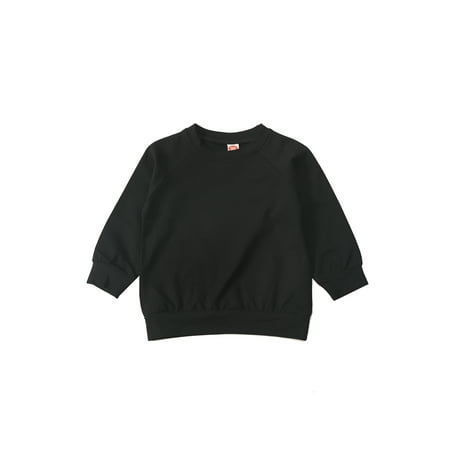 

Toddler Kids Baby Boys Girls Autumn Clothes Casual Long Sleeve Solid Color Sweatshirt Pullovers Crew Neck Shirts Jumper