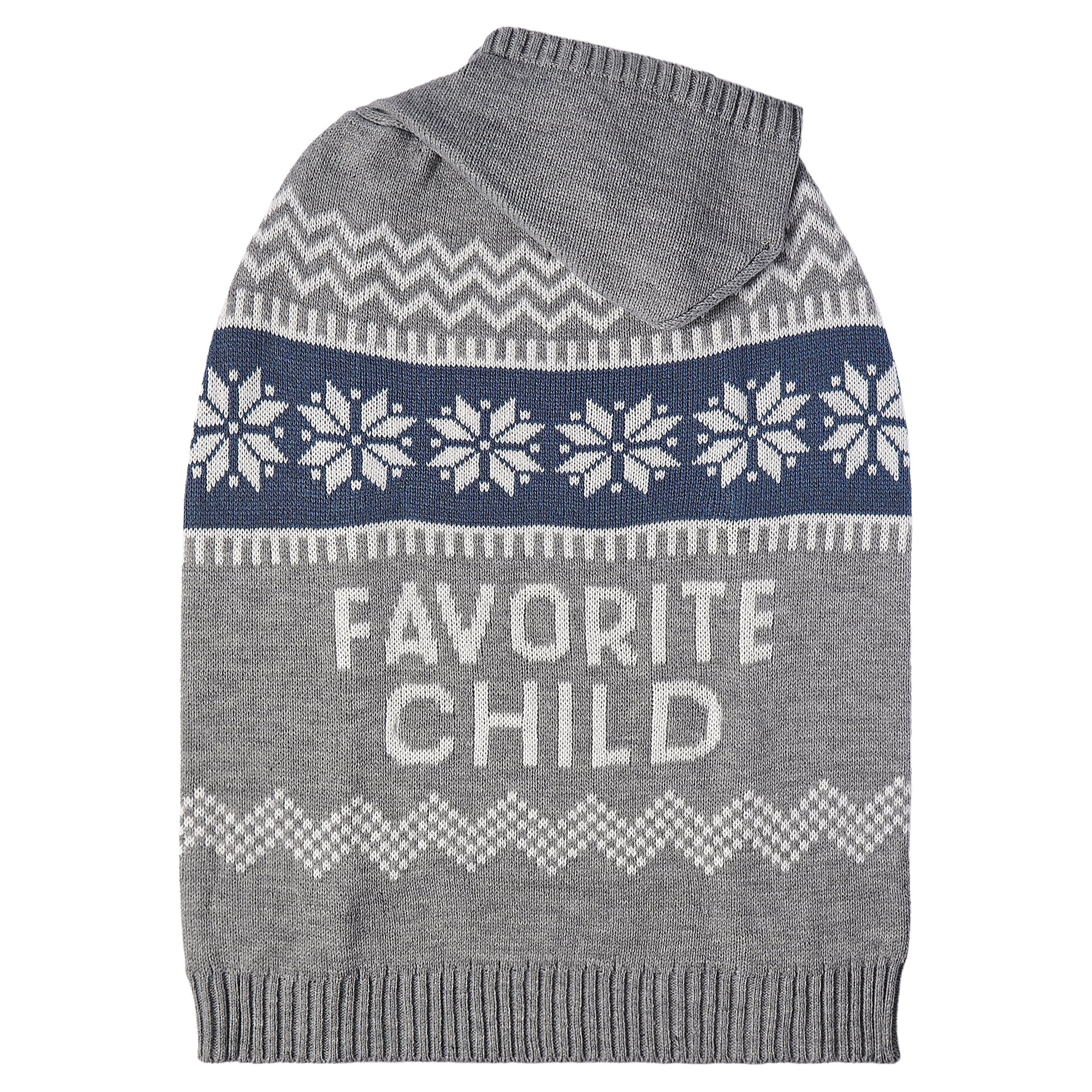 Vibrant Life Holiday Hooded Pet Sweater for Dogs, Favorite Child, Gray, Large