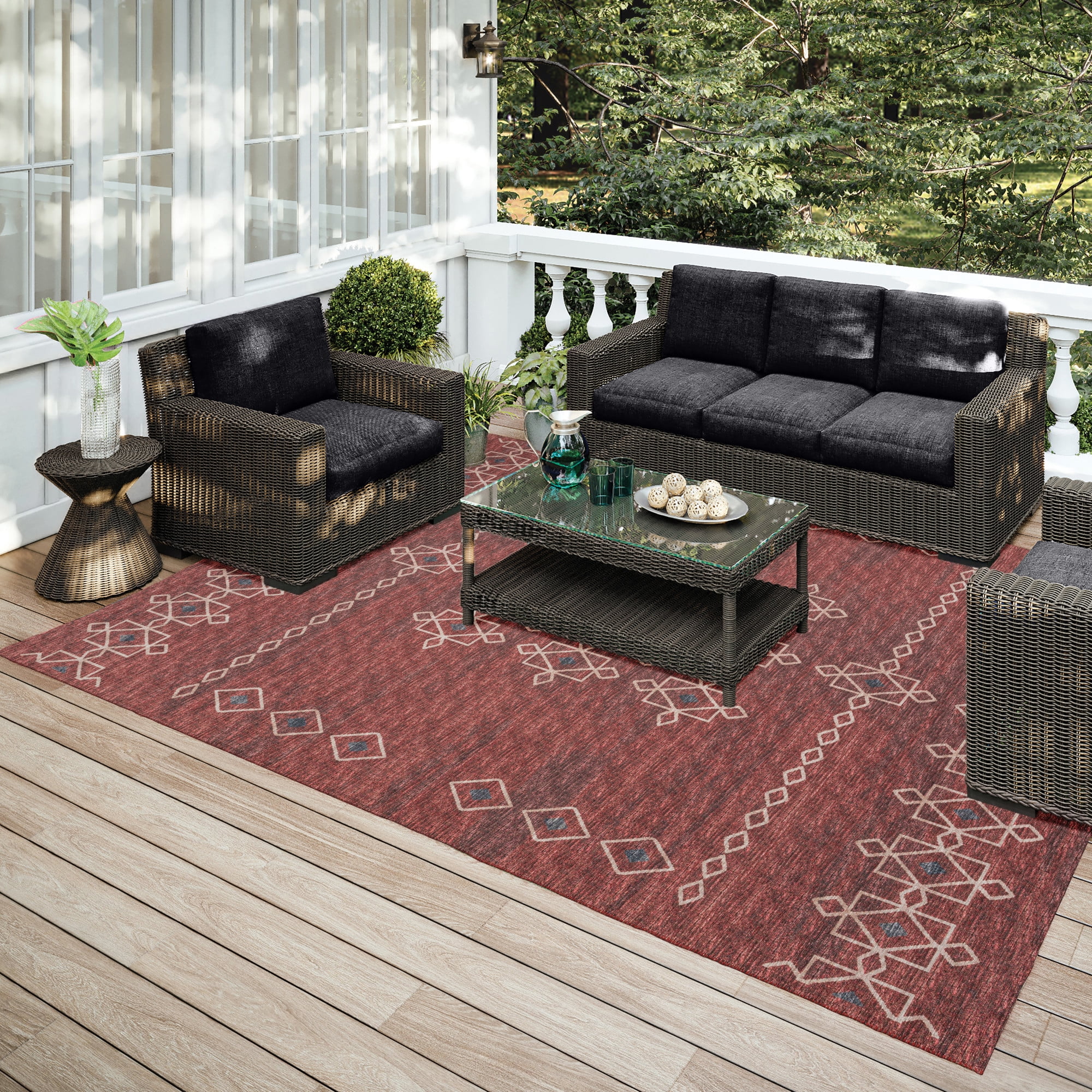 Addison Rugs Indoor/ Outdoor Addison Yuma Southwest Motif Washable Area Rug 9' x 12' - Canyon