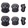thumbnail image 4 of Yuarrent 6 unids/set hombres mujeres patinaje equipo de protección conjunto monopatín hielo rodillo coderas protector de muñeca niño Ropa Deportiva, Zapatos negro rojo S, 4 of 6