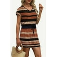 thumbnail image 4 of Summer Dresses for Women 2025 V Neck T Shirt Casual Mini Dresses Tie Waist Sundresses with Pockets, 4 of 6