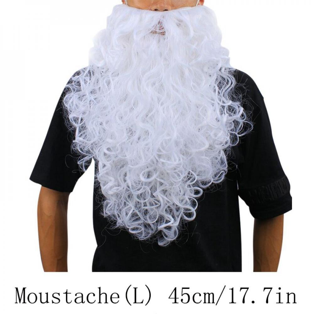 Santa Claus Wig Beard Christmas Cosplay Xmas Party Adults White Curly Hairs 