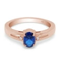 thumbnail image 3 of AFFY Oval Cut Simulated Blue Sapphire Solitaire Ring in 14k Rose Gold Over Sterling Silver (0.58 Cttw), Ring Size- 7.5, 3 of 6