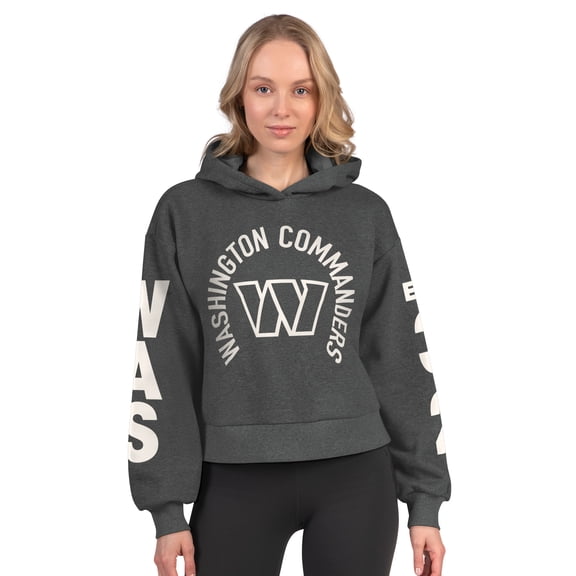 Women's Starter  Heather Charcoal Washington Commanders Star Player Cropped Fleece Pullover Hoodie