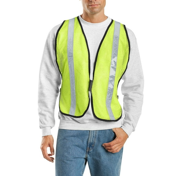 Just Blanks Mesh Enhanced Visibility Vest PVC Reflective Taping on Front And Back, Safety Yellow, 2/3X