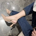 thumbnail image 6 of Ynynloco Women's Kitten Heel Slingback Low Pumps 3 Inches Stiletto Pointed Closed Toe Elegant Dressy Office Bridal Wedding Party Shoes, 6 of 9