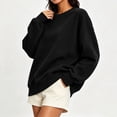thumbnail image 3 of DISKEBUISS Women's Crew Neck Sweatshirt Long Sleeve Oversized Pullover Top for Fall Winter Casual Solid Shirt, 3 of 6