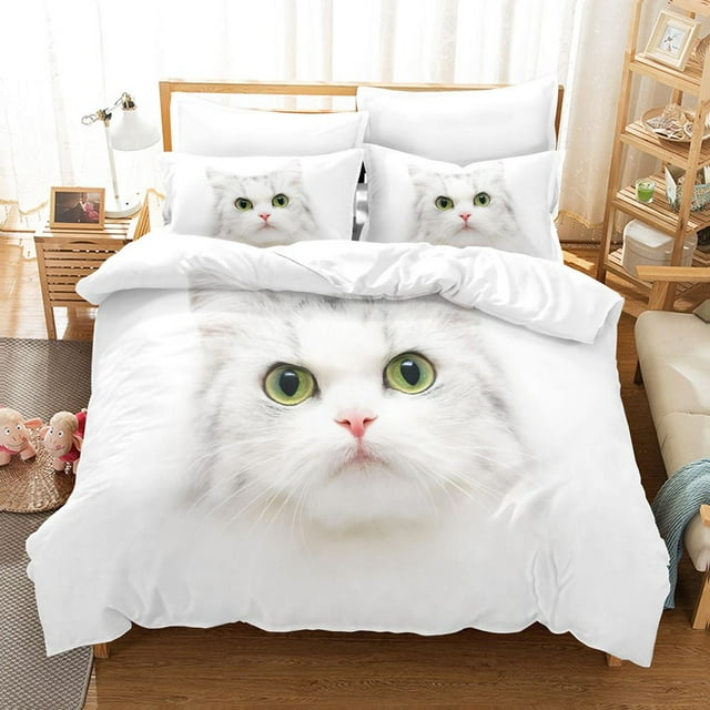 Cute Kitten Quilt Cover Bedding Set for Kids, Kawaii Pet Cats Graphic ...