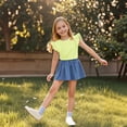 thumbnail image 7 of Umfun Girls Summer Short Sleeve Top Ruffle Sleeve Crewneck Casual Tee for Ages 3-15 Years, 7 of 7
