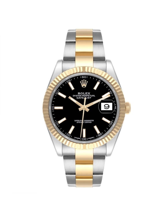 Pre-Owned Rolex Datejust 41 Steel Yellow Gold 126333 Black Dial Mens Watch