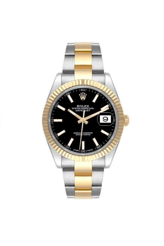 Pre-Owned Rolex Datejust 41 Steel Yellow Gold 126333 Black Dial Mens Watch