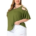 thumbnail image 5 of Agnes Orinda Women's Plus Size Summer Strappy Cold Shoulder Trumpet Sleeve Blouse, 5 of 7