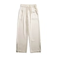thumbnail image 3 of HOOMEUMY Men's Wide Leg Sweatpants Drawstring Plus Size Active Hiking Travel Pants Loose Casual Baggy Sweat Pants with Pockets White 20, 3 of 5