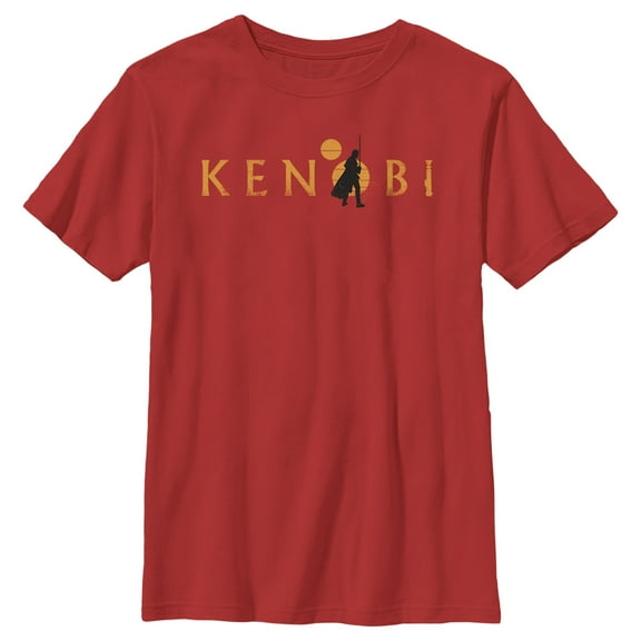 Boy's Star Wars: Obi-Wan Kenobi Silhouette Kenobi Two Suns  Graphic Tee Red Small