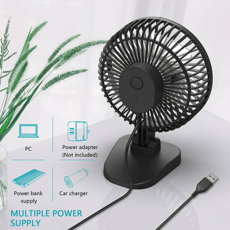 betale dialog Parametre OPOLAR USB Desk Fan, Small but Mighty, Quiet Portable Fan for Office Home  Table, 40° Adjustment for Better Cooling, 3 Speeds, 4.9 Ft Cord,  Black-White - Walmart.com