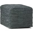 thumbnail image 1 of Pemberly Row Pouf Carré Bohème Moderne en Cuir Véritable Tressé Gris, 1 of 7