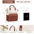 thumbnail image 4 of LOVEVOOK Leather Laptop Backpack for Women, 17 inch Professional Work & Travel Bag, Brown, 4 of 6