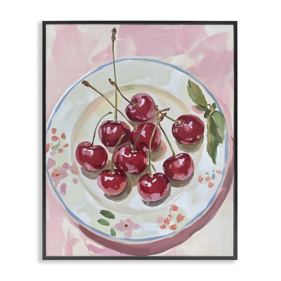 Stupell Industries Plate of Summer Cherries Black Framed Giclee Art, design by The Prints Vibe