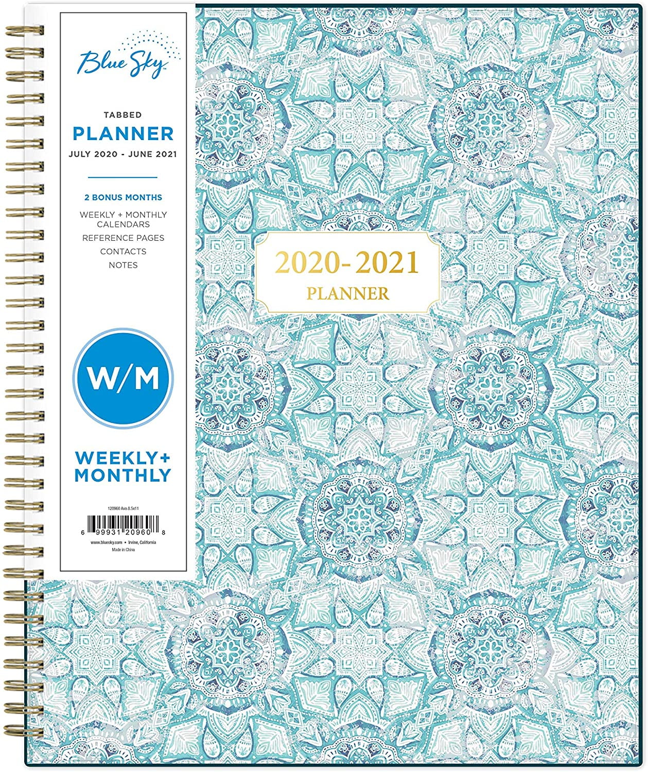 Blue Sky 2020-2021 Academic Year Weekly & Monthly Planner Flexible Cover Twin...