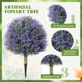 thumbnail image 4 of Xwl 2 Pack 24" Artificial Topiary Ball Trees with Lavender Flowers, UV Resistant Fake Topiary Bushes with Ground Spike, Outdoor Faux Plants for Front Door, Patio, Garden Decor (Purple), 4 of 6